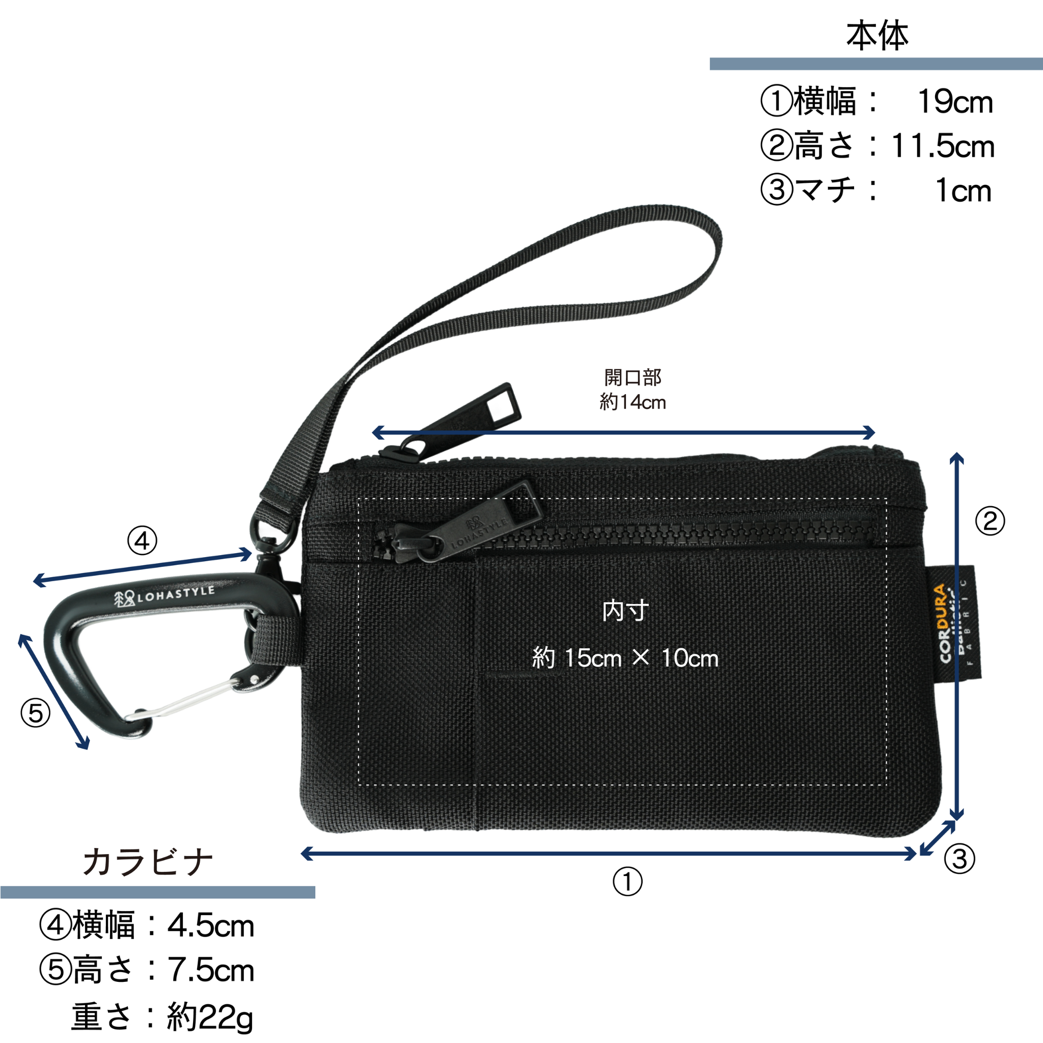 DECK CORDURA バリスティックナイロン ミニポーチ (ブラック)