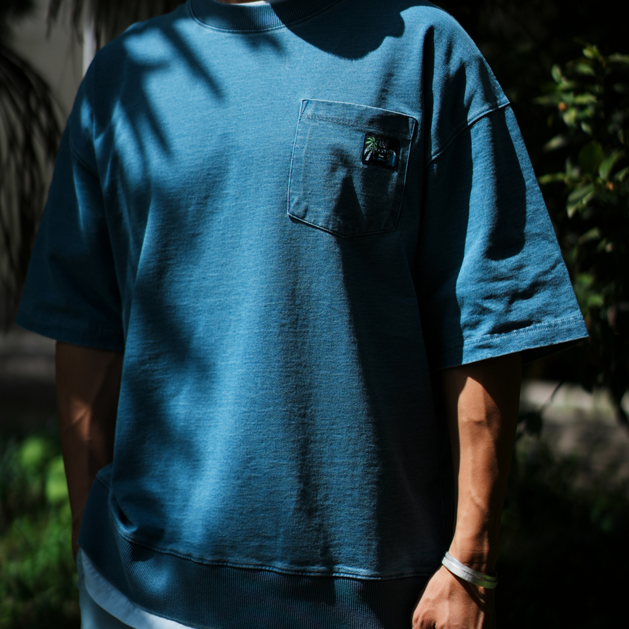 DENIM PAC-T ビッグシルエット 胸ポケ 5分袖(ブルー)