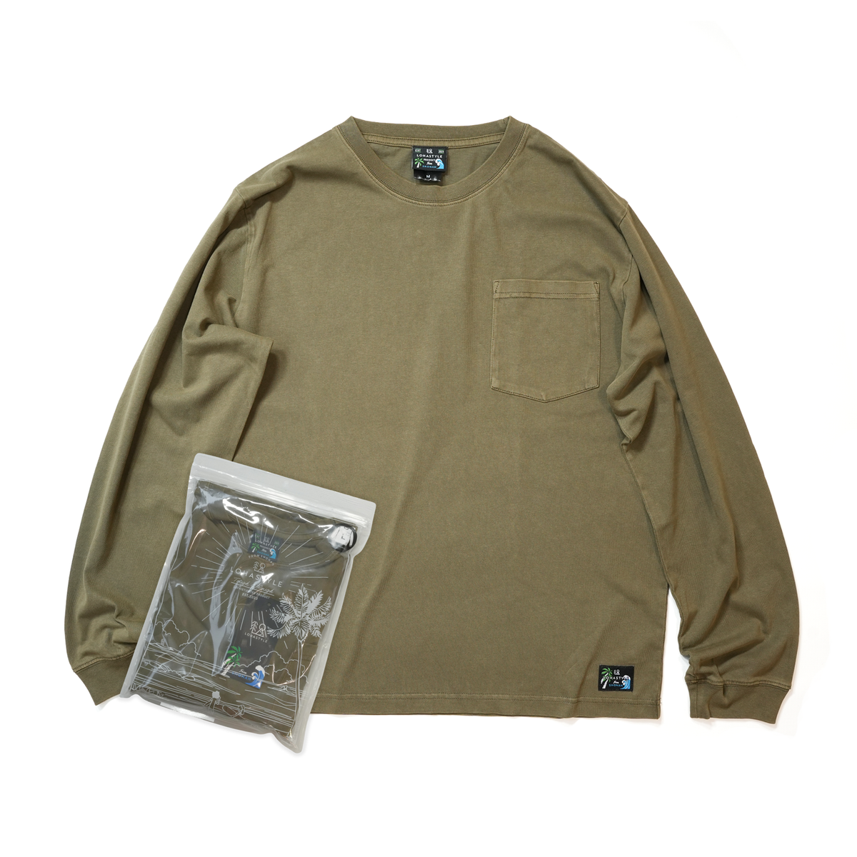 VINTAGE PAC-T ビッグシルエット 胸ポケ 長袖 (オリーブ)