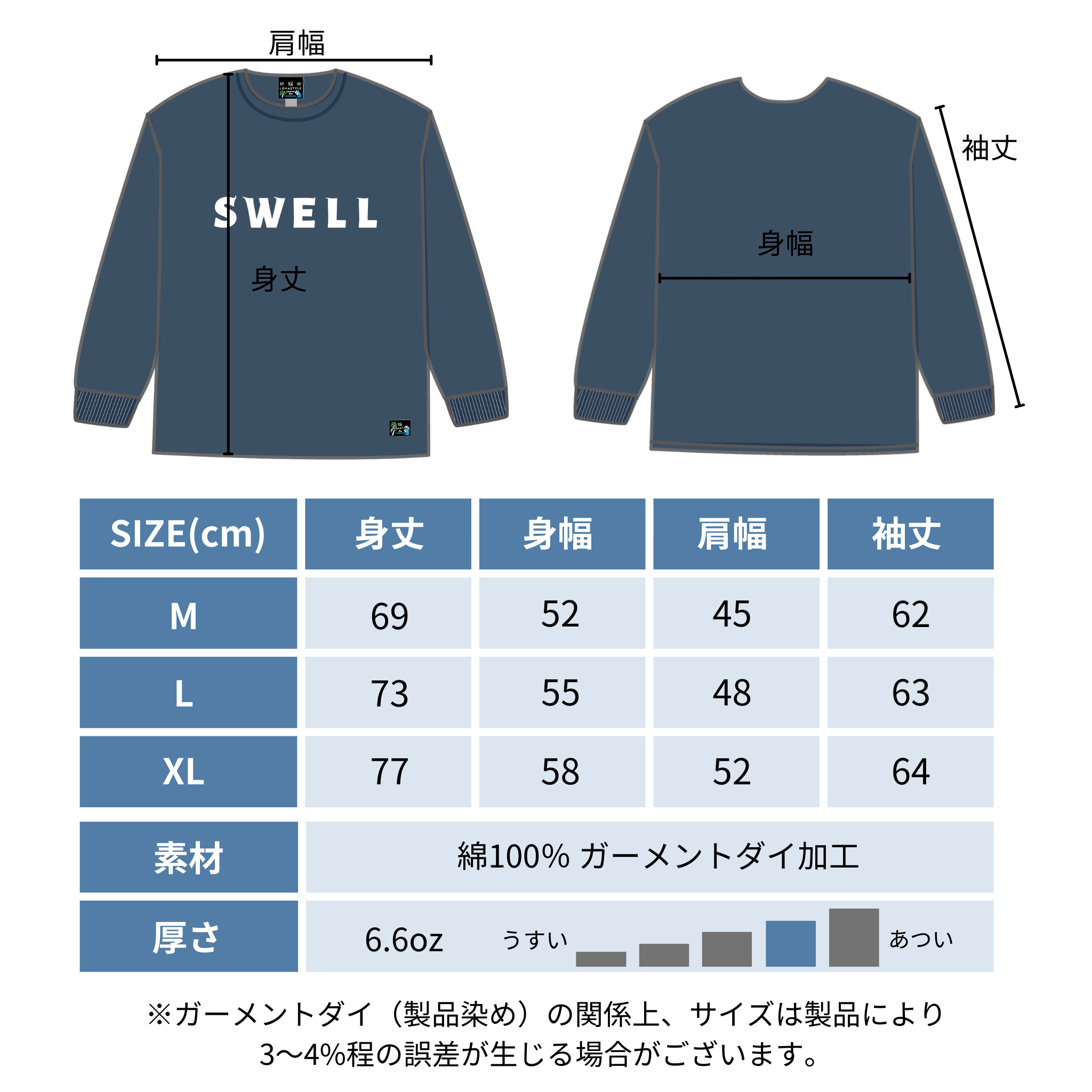 VINTAGE-ロンT "SWELL"(ネイビー)