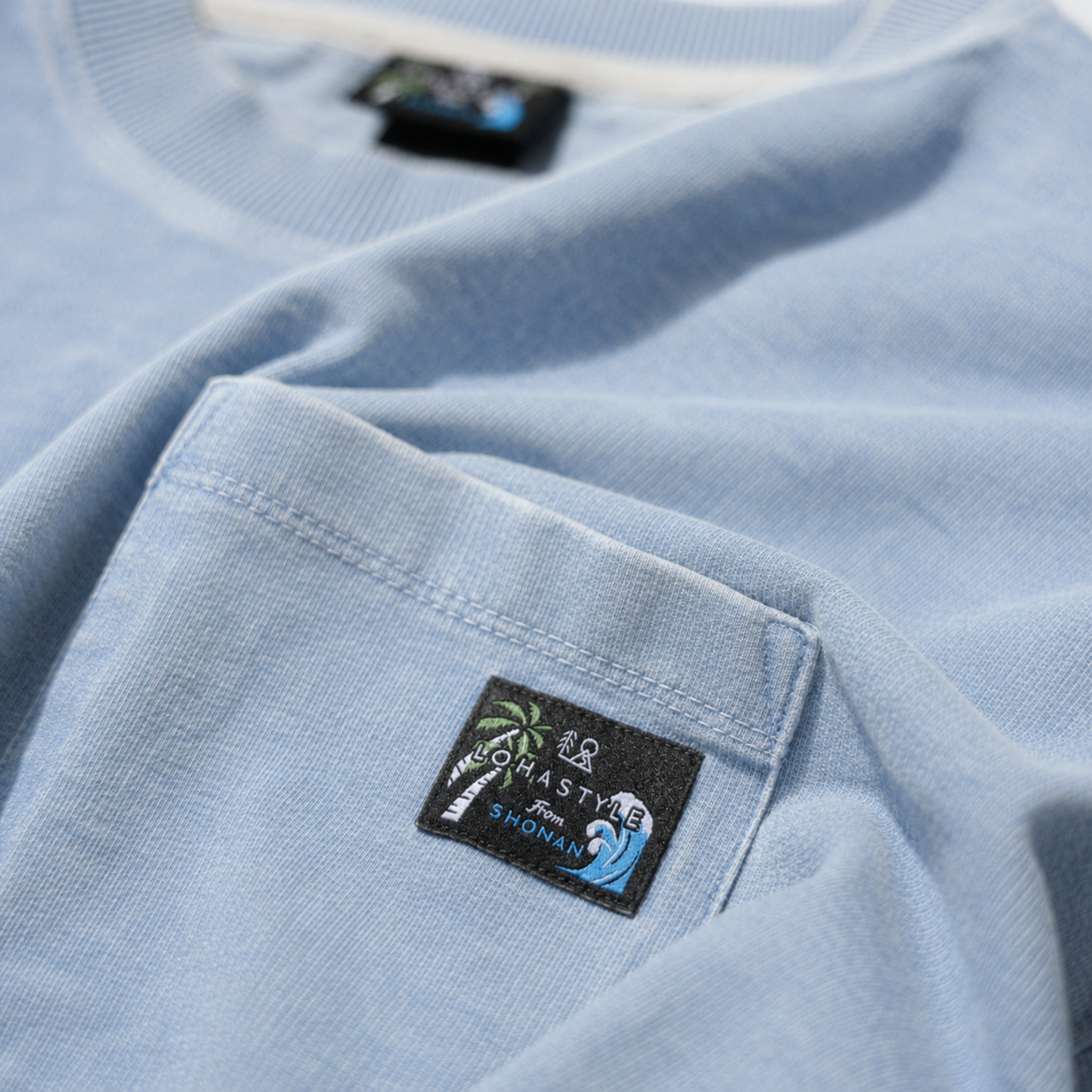 DENIM PAC-T ビッグシルエット 胸ポケ 5分袖(アイスブルー)