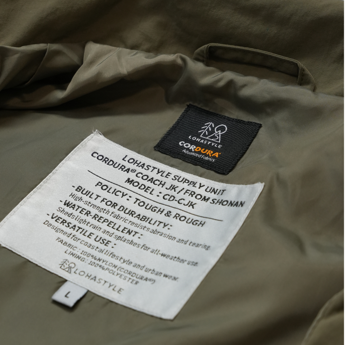 CORDURA COACH JACKET ロゴ刺繍(カーキ)
