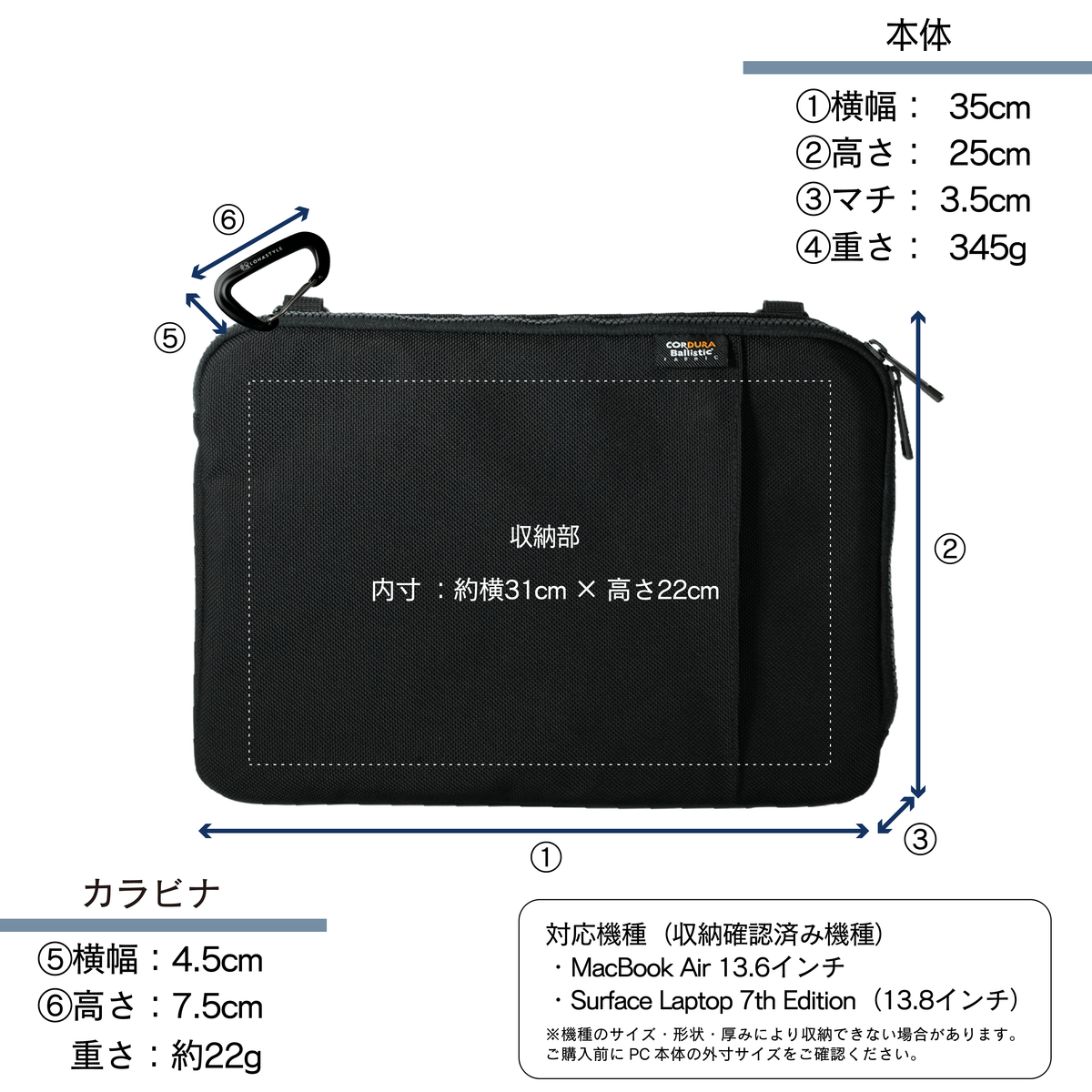 TIDE CORDURA バリスティックナイロン PCケース (ブラック)