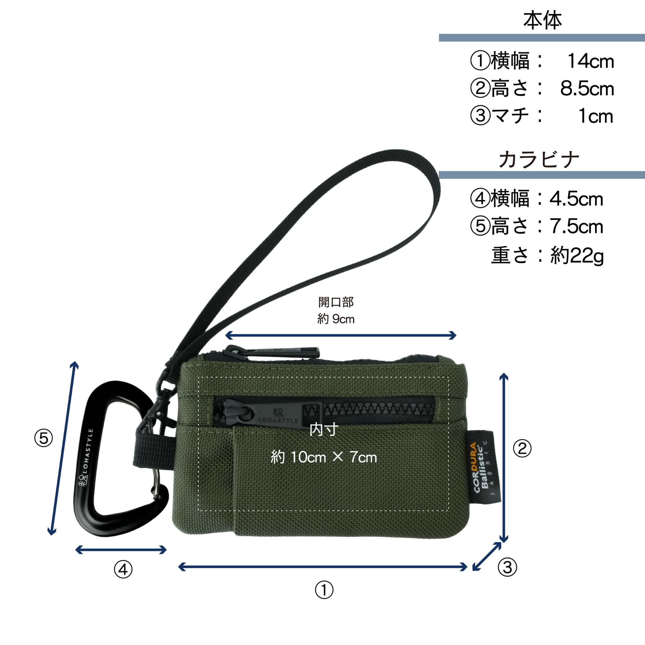 FIN CORDURA バリスティックナイロン ミニウォレット (カーキ)
