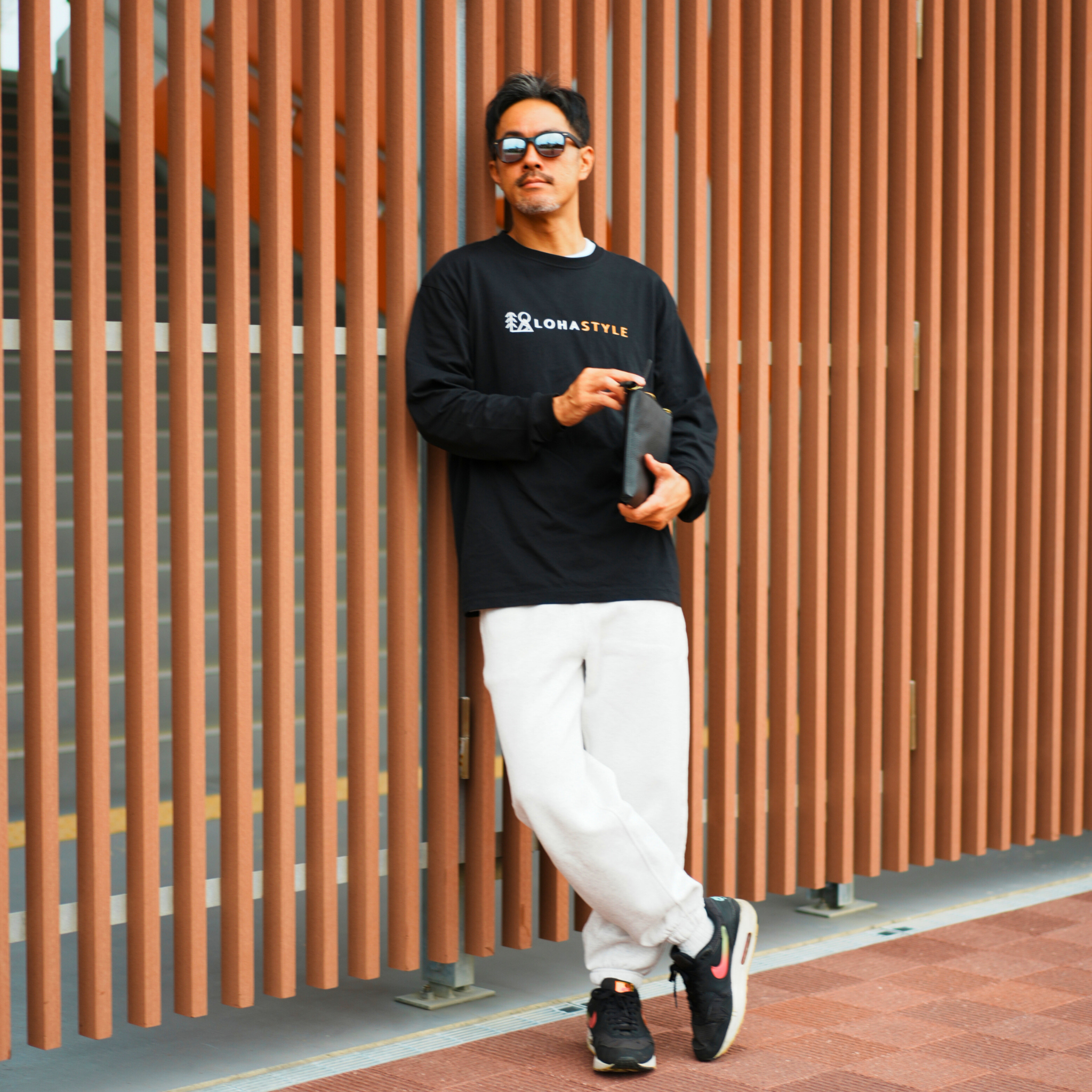 CORDURA天竺 長袖T LOHASTYLEロゴ(ブラック)