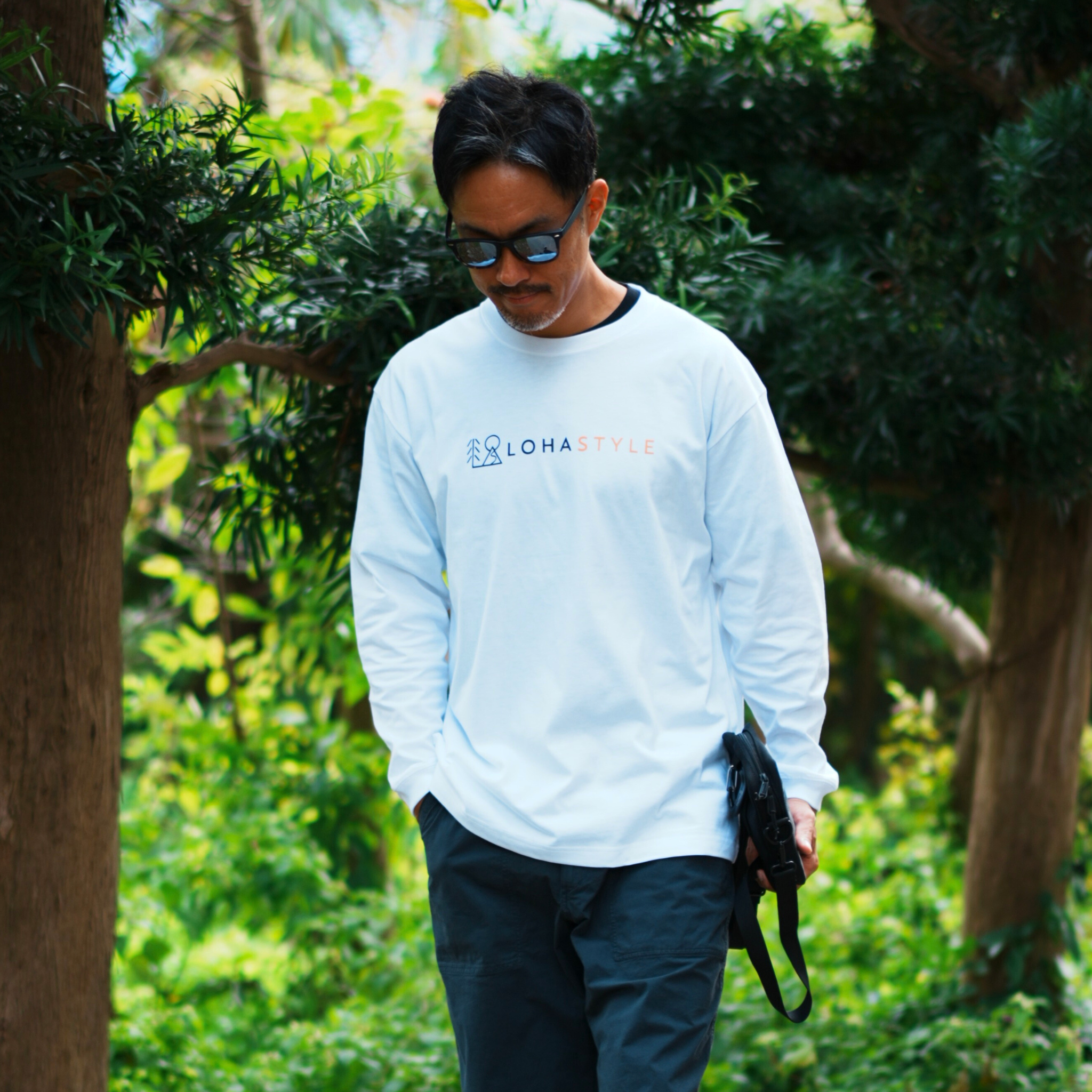 CORDURA天竺 長袖T LOHASTYLEロゴ(ホワイト)