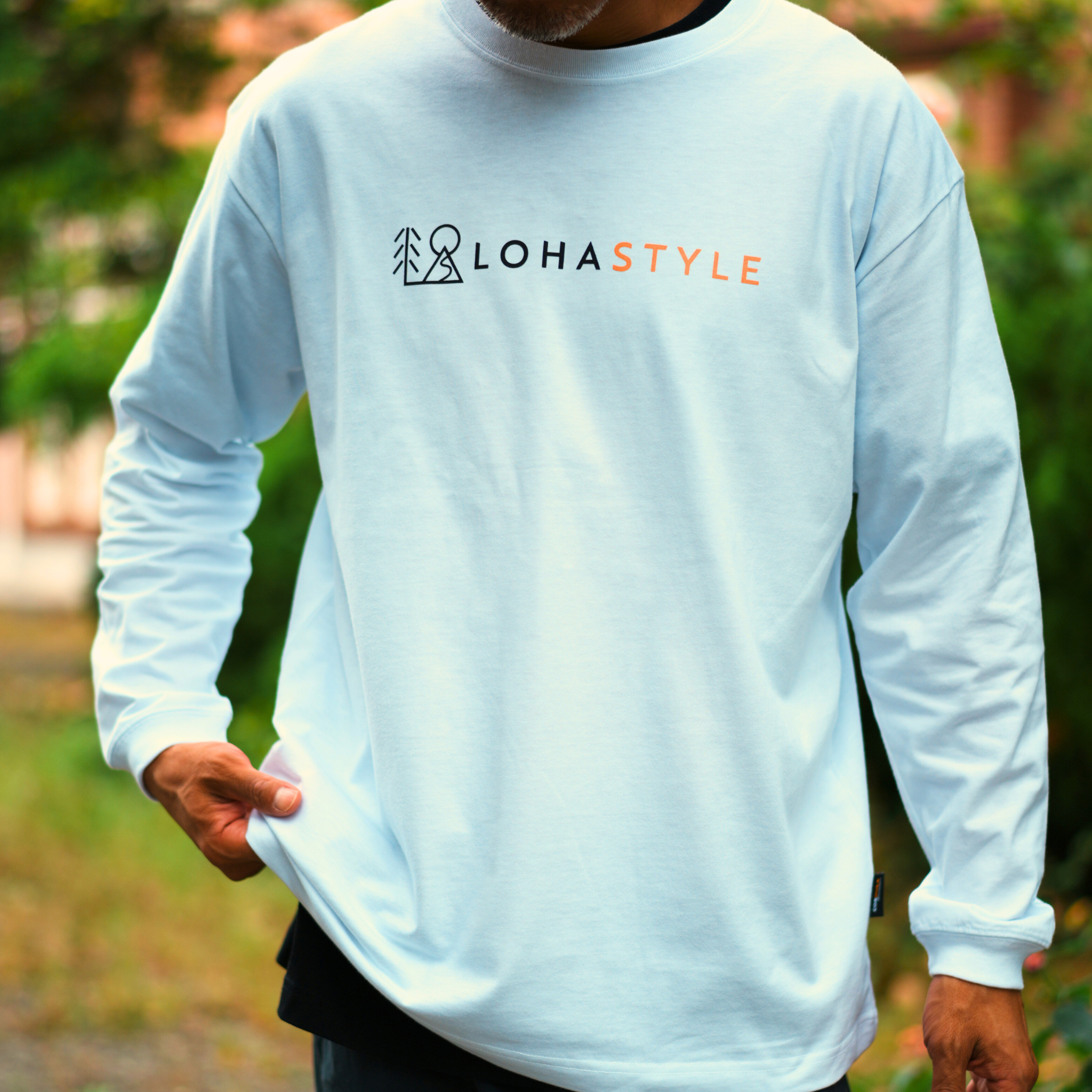 CORDURA天竺 長袖T LOHASTYLEロゴ(ホワイト)