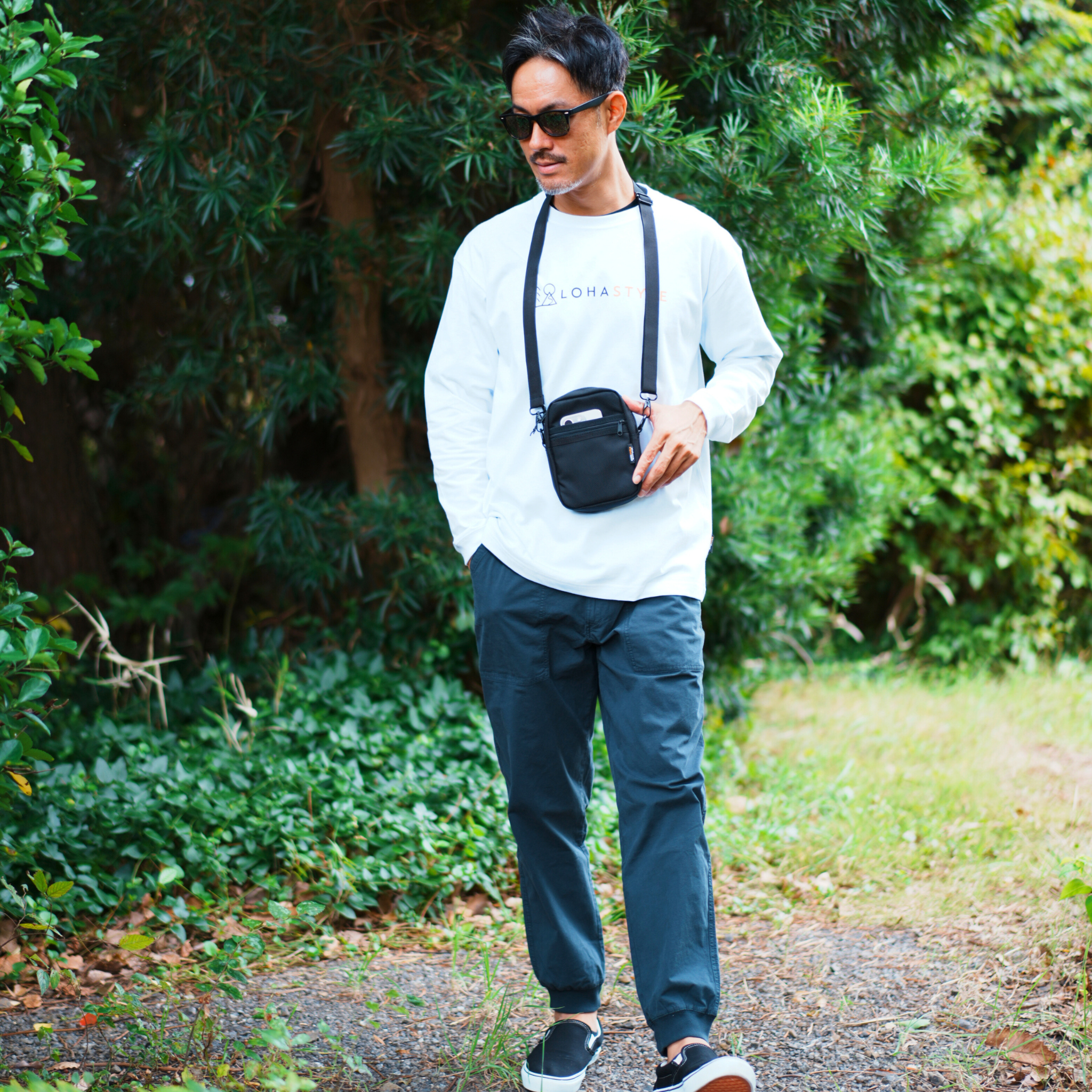 CORDURA天竺 長袖T LOHASTYLEロゴ(ホワイト)