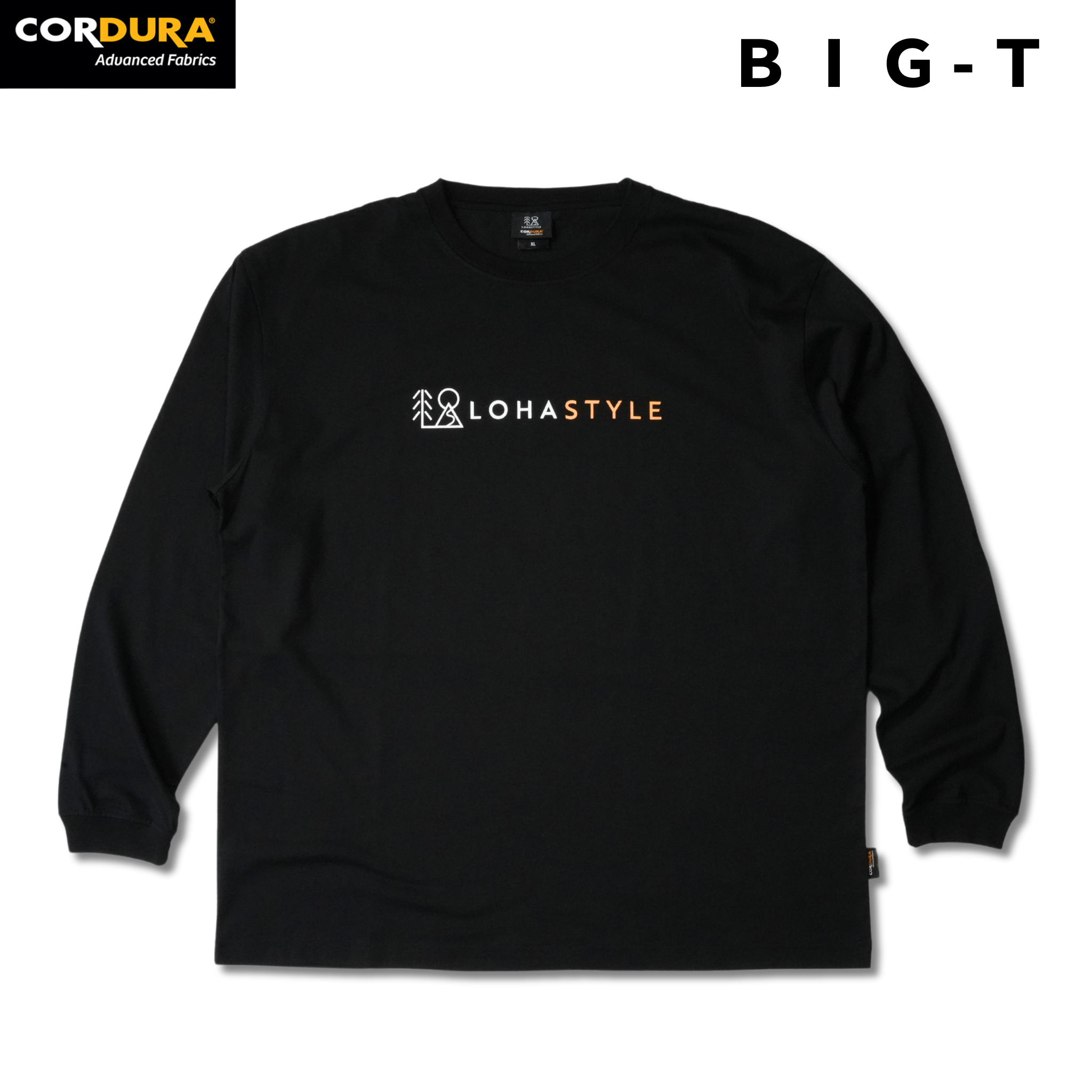 CORDURA天竺 長袖T LOHASTYLEロゴ(ブラック)