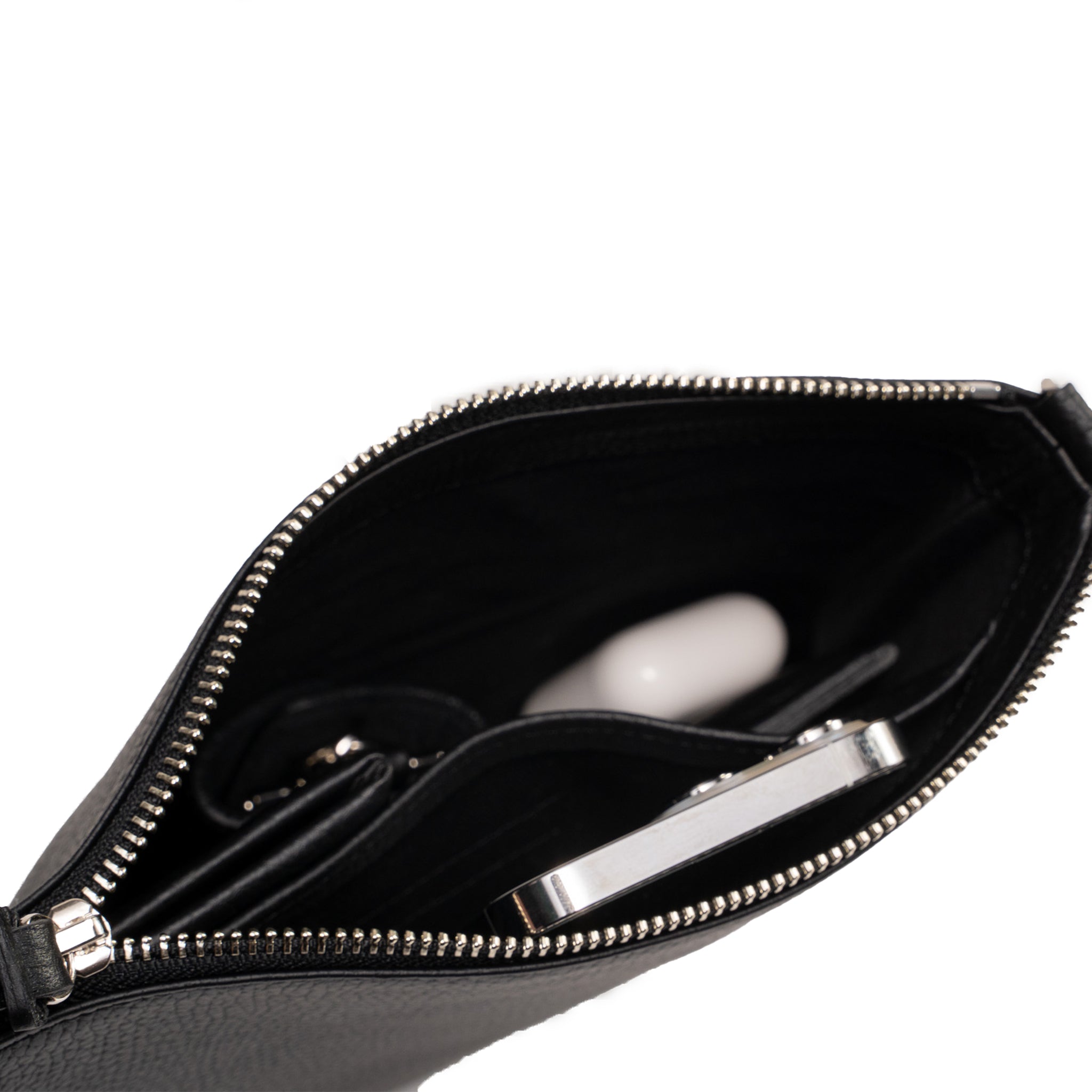 FACE 姫路レザーサコッシュ(ブラック×シルバー)