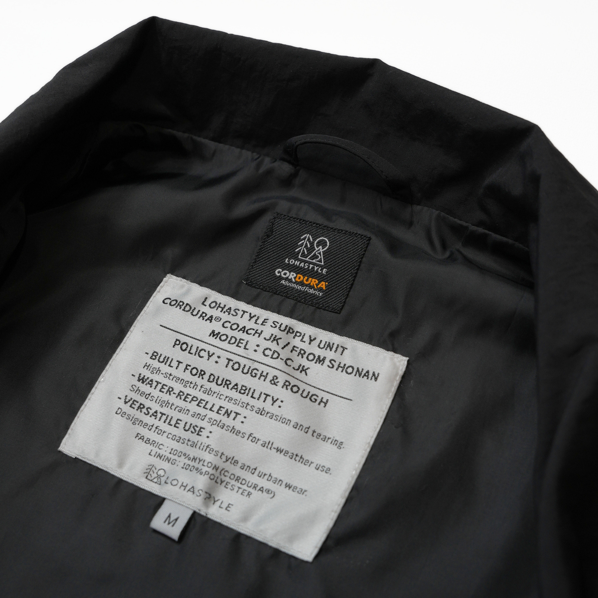 CORDURA COACH JACKET ロゴ刺繍(ブラック)