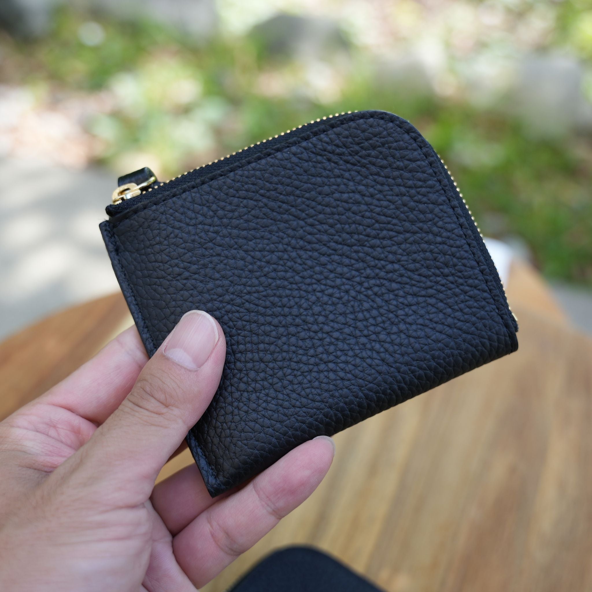 CURVE 姫路レザーコンパクトウォレット(ブラック×シルバー)