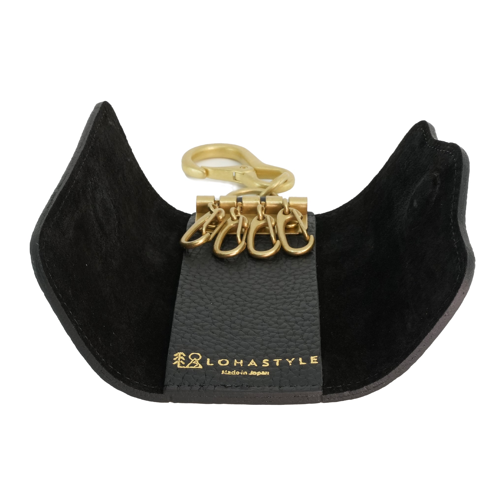 RIP 極厚レザーキーケース(ブラック×ゴールド)