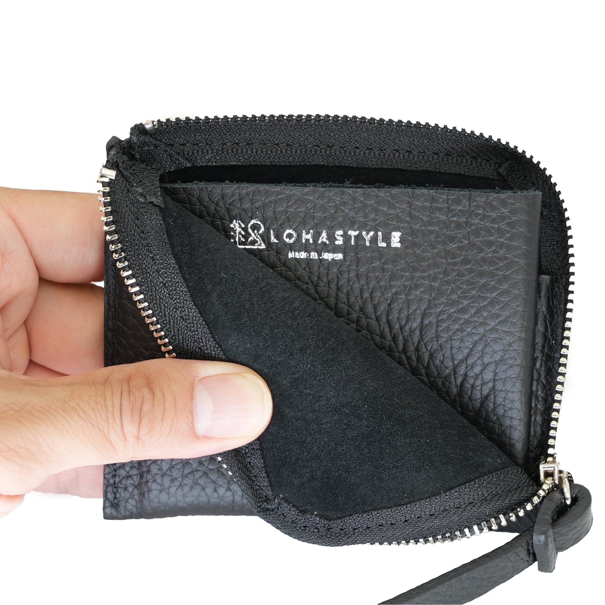 CURVE 姫路レザーコンパクトウォレット(ブラック×シルバー)