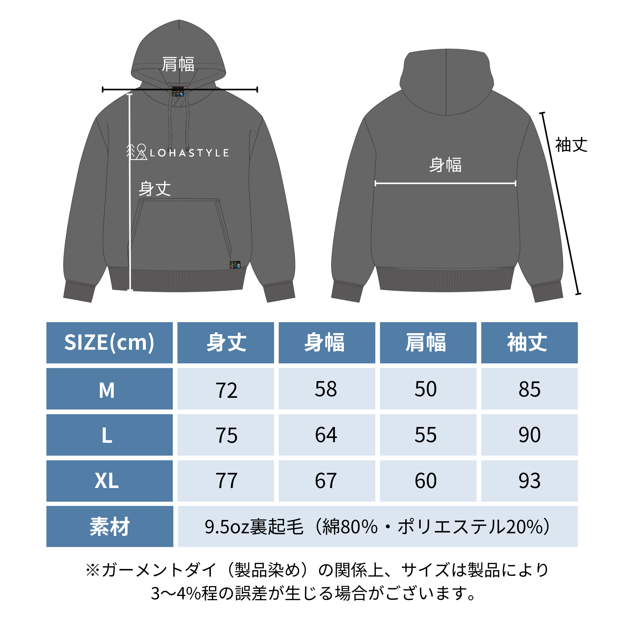 VINTAGE-パーカ "LOHASTYLE"(ブラック)
