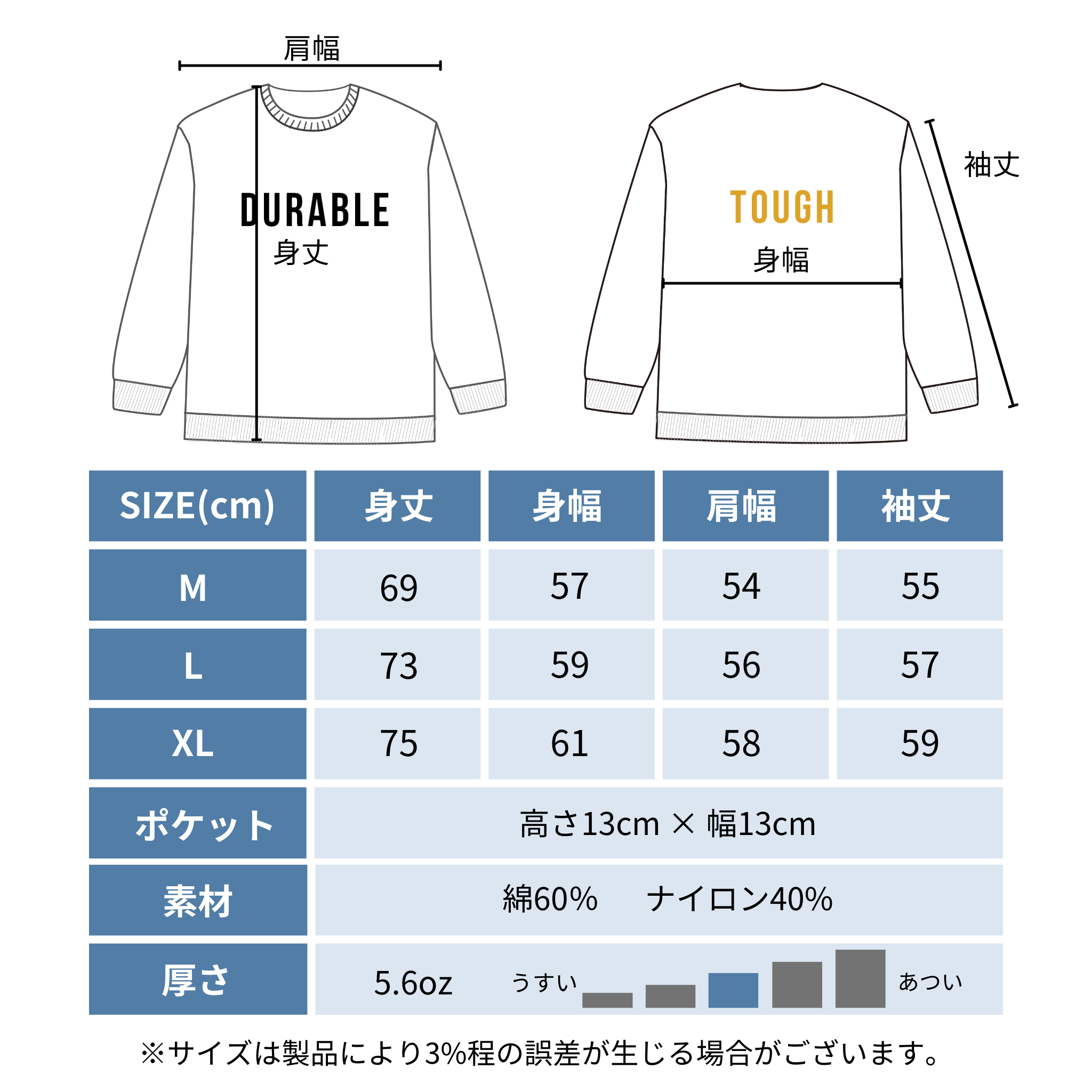 CORDURA天竺 長袖T デュラブル&タフロゴ(ブラック)