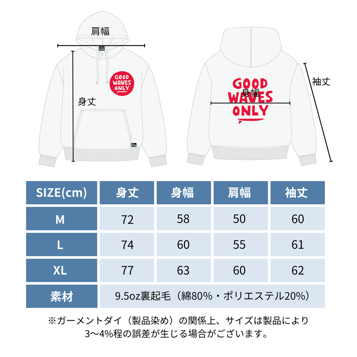 VINTAGE-PARKA "GOOD WAVES ONLY" by tomio（ホワイト）