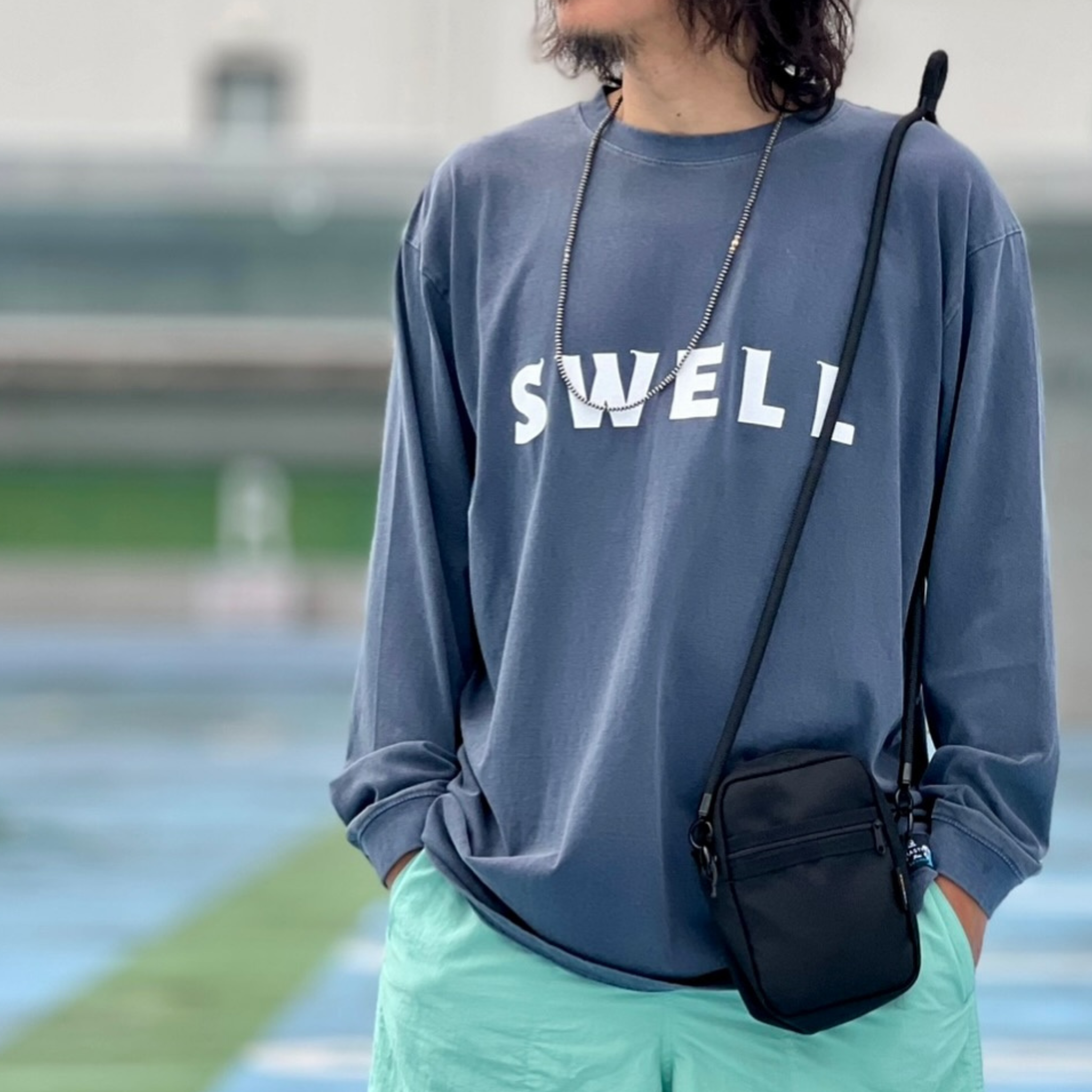 VINTAGE-ロンT "SWELL"（ネイビー）