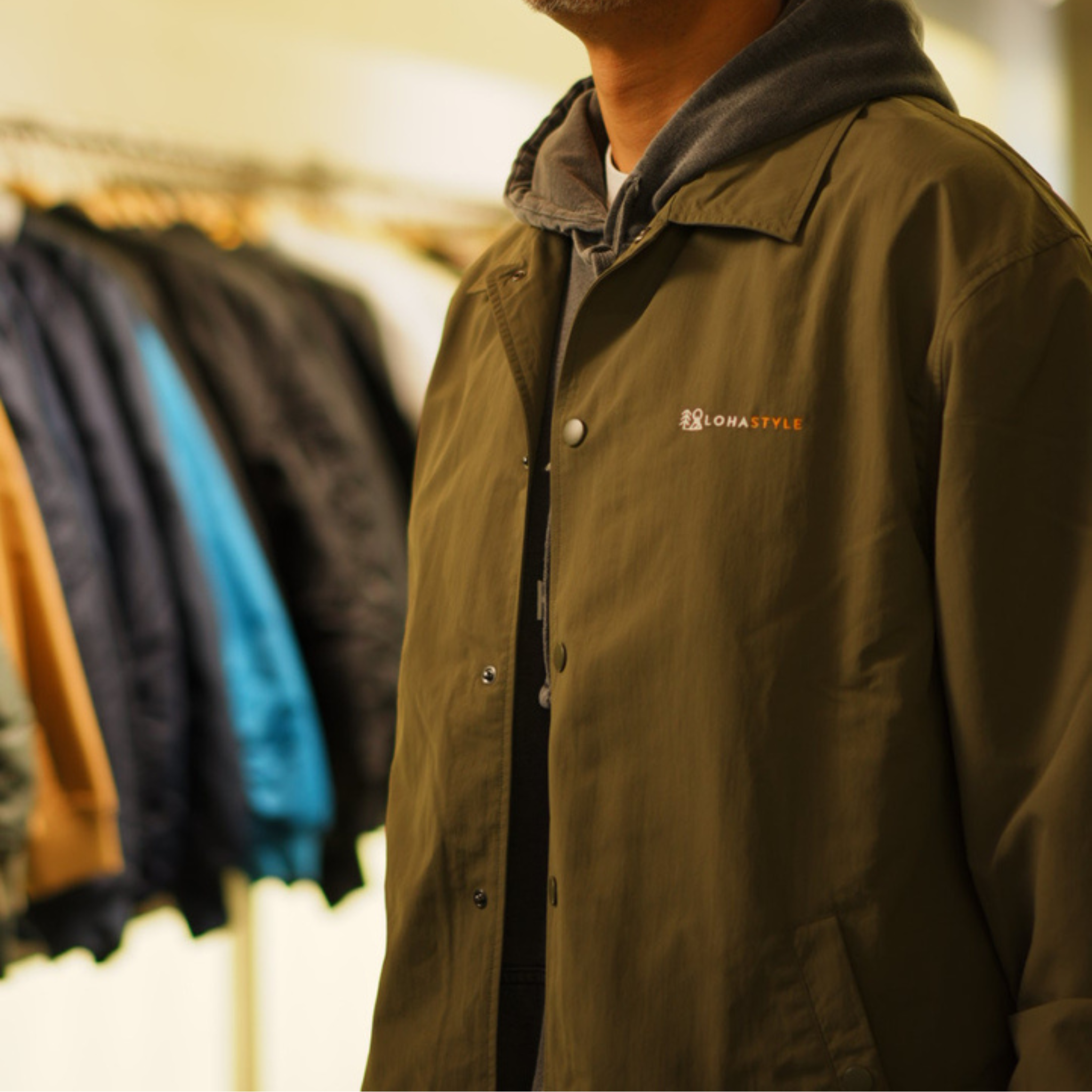 CORDURA COACH JACKET  ロゴ刺繍（カーキ）