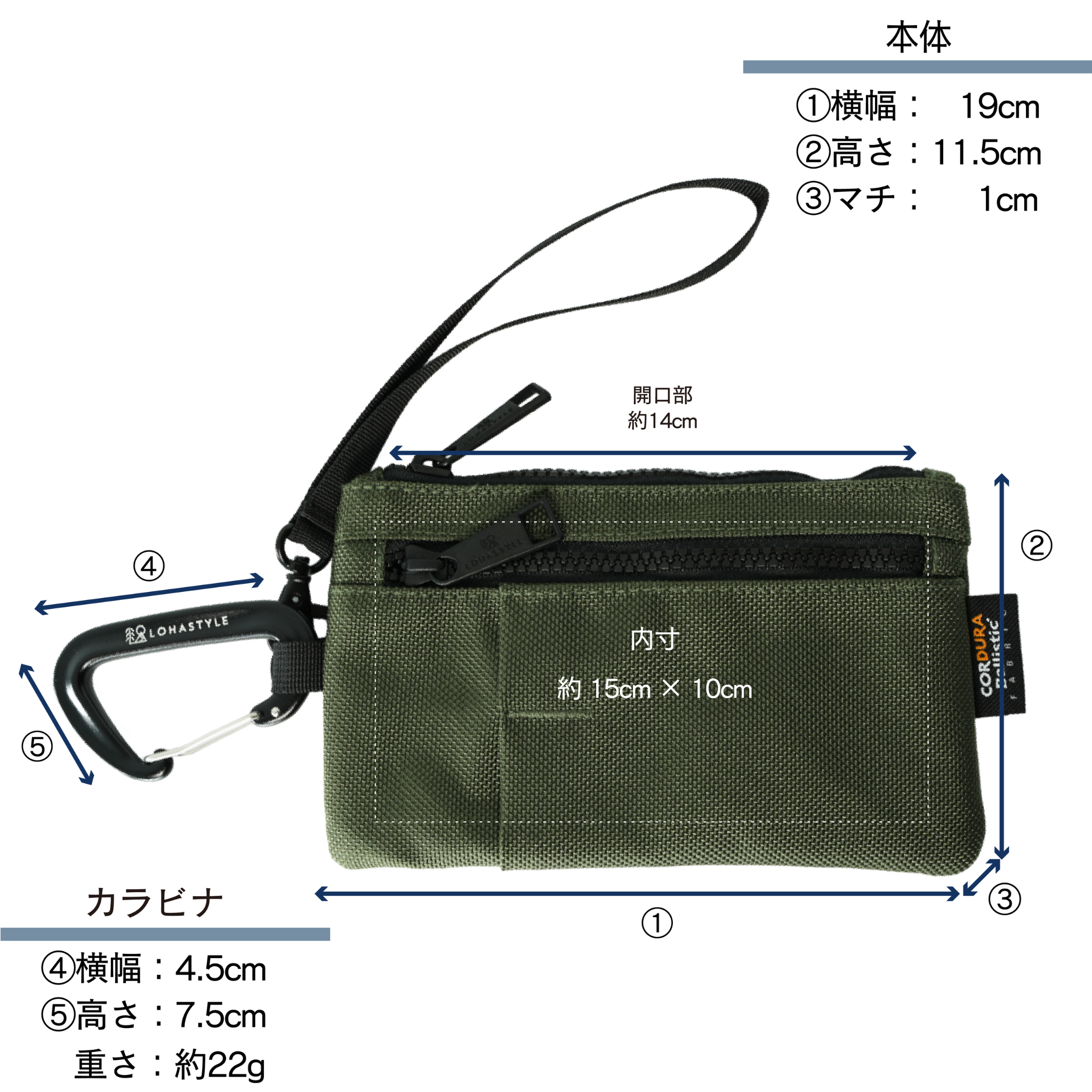 DECK CORDURA バリスティックナイロン ミニポーチ (カーキ)