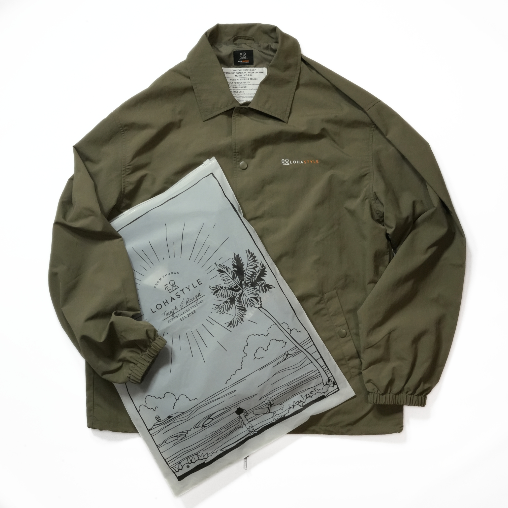 CORDURA COACH JACKET  ロゴ刺繍（カーキ）