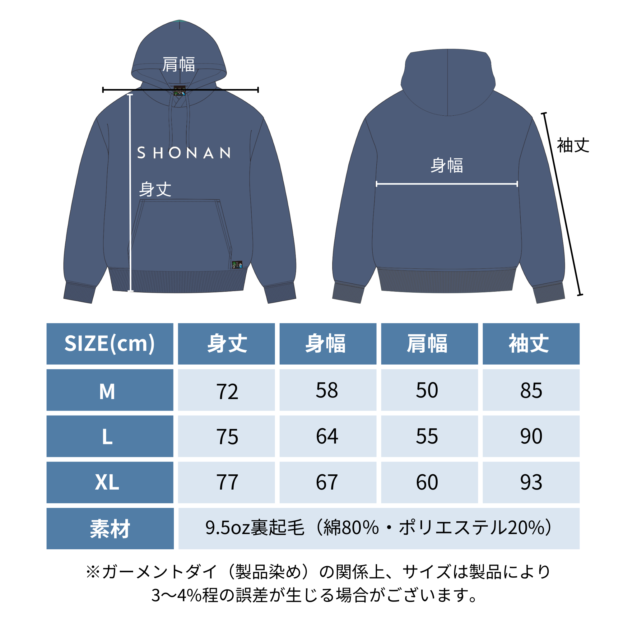 VINTAGE-パーカ "SHONAN"（ブルー）